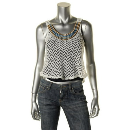 Beaded Lace Top - Stoosh Womens Juniors Lace Beaded Tank Top