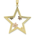 thumbnail image 3 of Gold 14k Two-tone w/White Rhodium Star w/Flowers Charm - 37mm, 3 of 6