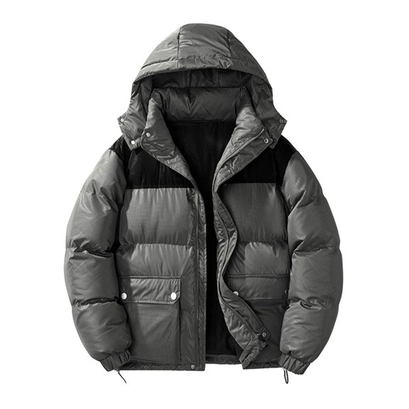 Jackets for Men Jackets Winter Warm Solid Color Casual Loose Plus Size Pullover Coats with Pockets,Gray,M