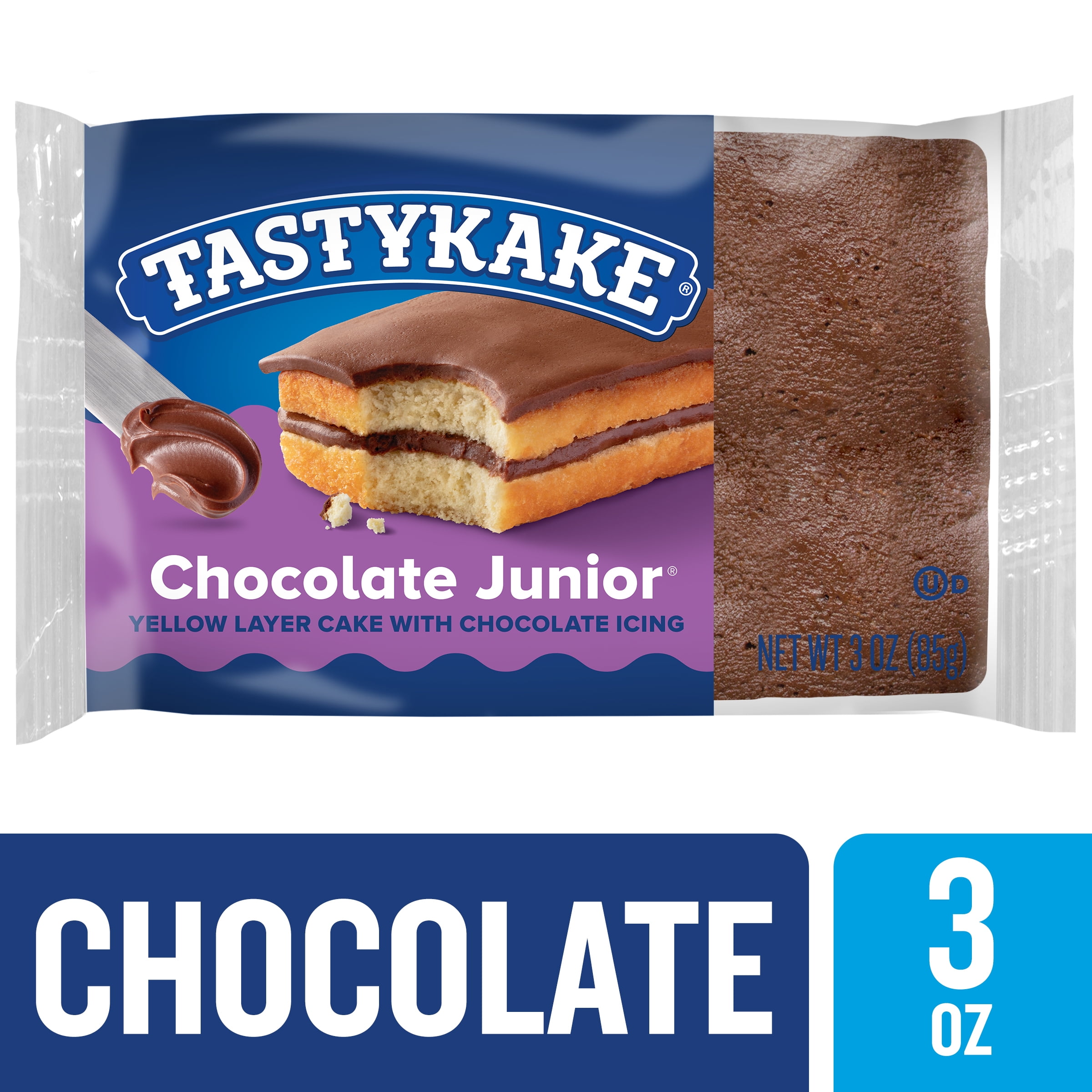 Tastykake Chocolate Juniors, Individually Wrapped Snack Cake, 3 oz, Shelf-Stable