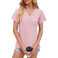 thumbnail image 2 of Camisas para mujer con cuello en V para mujer Tops de verano holgados casuales para mujer de moda lisos camisetas para mujer Tops, 2 of 5