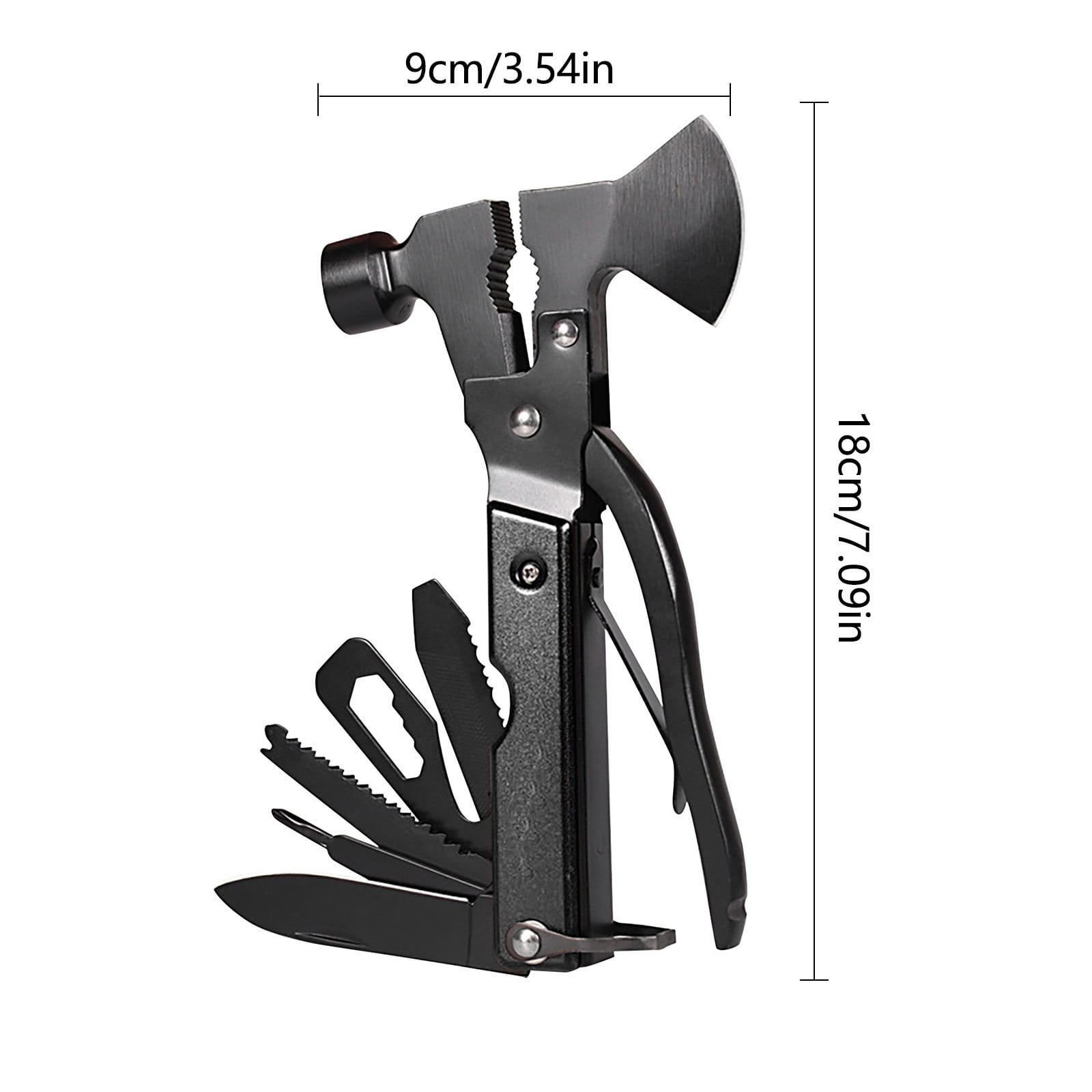 XMMSWDLA Multitool Camping Accessories Survival Gear And Equipment 14 In 1hatchet Giftfunctional Axe Hammer Car Life-Saving Hammer Broken Window Hammer Multifunctional Hammer Portable Tool Black