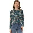 thumbnail image 1 of Unique Bargains Chemise à Manches Longues à Volants pour Femmes Verte TP, 1 of 5