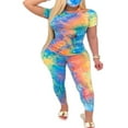 thumbnail image 2 of 2Pcs WomenClothes Outfit Tie Dye Print Short Sleeve Top+Long Pant Set, 2 of 6