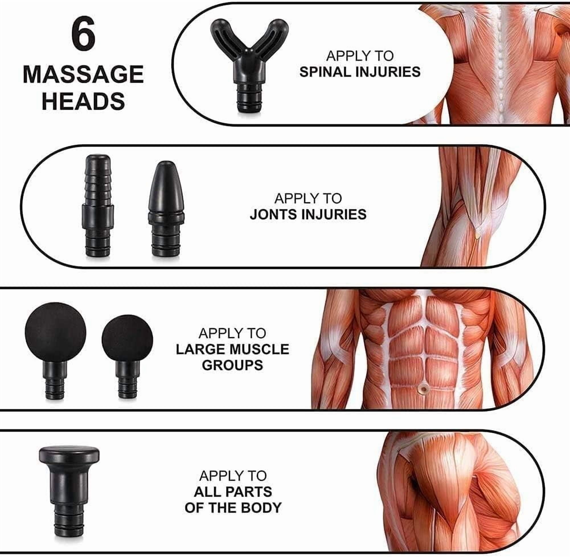 Percussion Massage Gun, Professional Handheld Muscle Massager with 6 Heads & 6 Speeds for Full Body Relaxation
