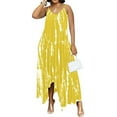 thumbnail image 5 of Women's sling dress， Print Strap Sexy V-Neck Sexy Slim Fit Loose Pockets Irregular Hem Novelty Tie-Dye Maxi Dress For Women, 5 of 8