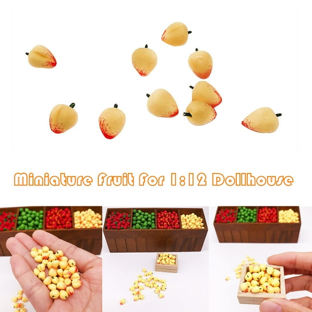 IMENGL Fruit 10Pcs Miniature Dollhouse Kitchen Toy Play Yellow 1:12 Peach Model Dining Simulation kitchen toy 30 Cm,Rot 10Pcs 1:12 Dollhouse Miniature Fruit Yellow Peach Kitchen Dining Model Play T