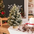 thumbnail image 4 of White Small Spruce Christmas Tree, Artificial Christmas Tree with Pot Pine Cones Snow-Covered For Desks Office Desks And Home Christmas Decorations 18IN, 4 of 8