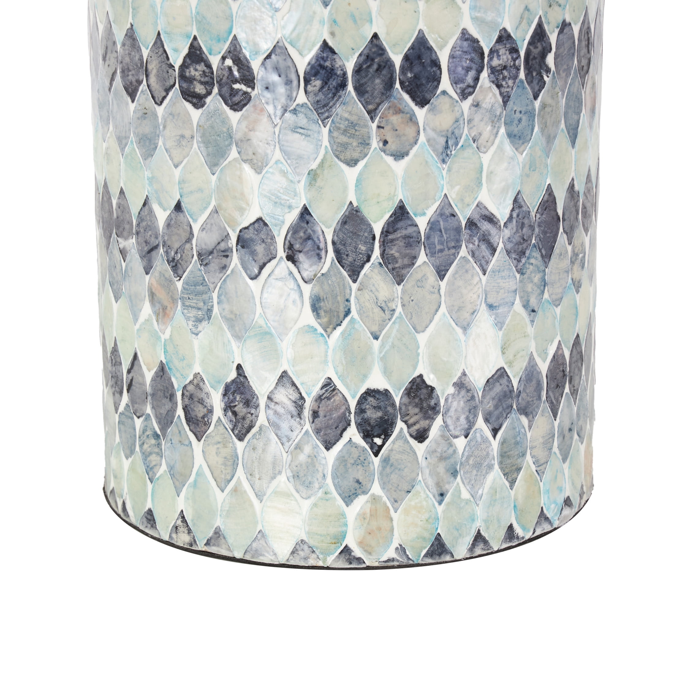 DecMode 20" Handmade Mosaic Blue Mother of Pearl Shell Vase with White Interior