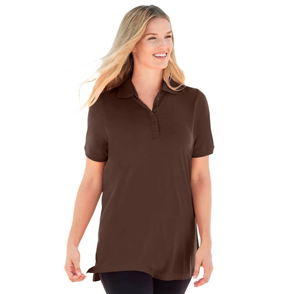 Woman Within Plus Size Perfect Short-Sleeve Polo Shirt