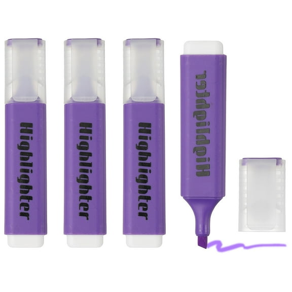 Uxcell Highlighter Pen, 4 Pack Water Based Broad Tip Writing Marker Pens Cute Pastel Colored Highlighter Studying Supplies for Office Home Daily Use, H5821 Purple