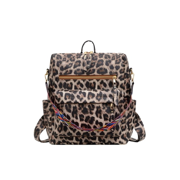 Bolsa Mochila retro con estampado de animales Mochila de viaje con hombro de mano (marrón leopardo) Ehuebsd Para Estrenar