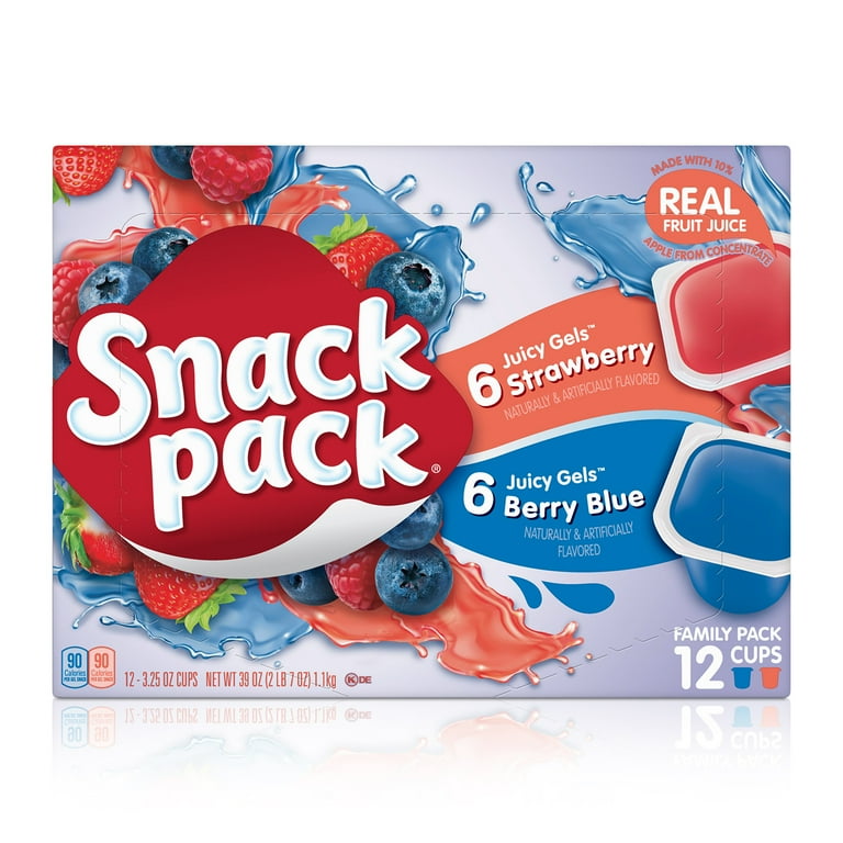 Snack Pack Strawberry & Berry Blue Flavored Juicy Gels Snack Pack Strawberry & Berry Blue Flavored Juicy Gels