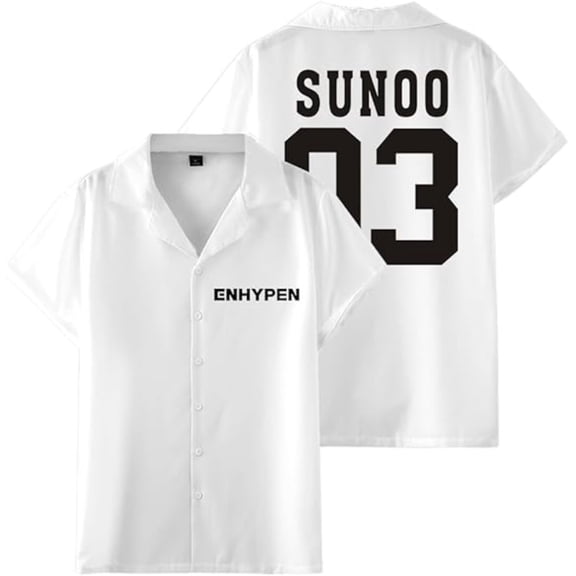 ENHYPEN SUNOO 03 Merch Shirt Women Men Camp Collar Short Sleeve V-Neck Fashion Shirts