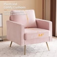 thumbnail image 3 of VINGLI Modern Pink Velvet Accent Chair for Living Room,Bedroom Comfy Chair Arm Chair Reading Chair with Golden Metal Legs and Deep Seat for Office,Apartment,Small Space, 3 of 15