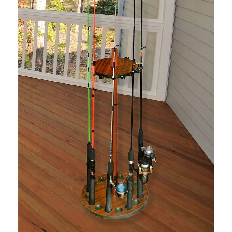 Wooden Fishing Rod Storage Rack Floor Standing Fishing Pole Rod Holder S