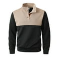 thumbnail image 6 of Men's Pullover Colorblock Trendy Waffle Knit Sweater Tops Long Sleeve Button up Casual Sweatshirts Fall Clothes (2XL, Khaki), 6 of 7