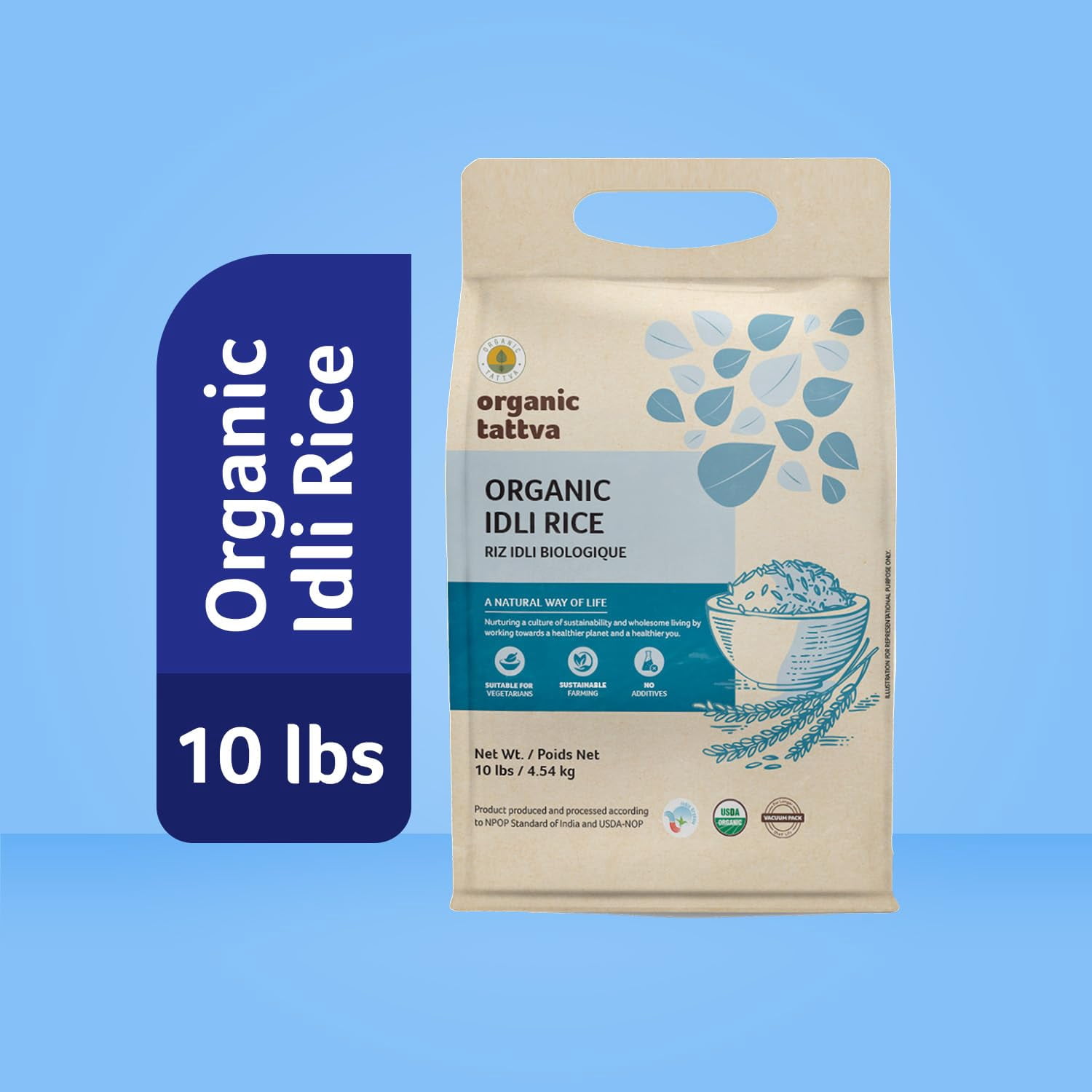 Organic Tattva Idli Rice 10LB, Short Grain Rice, Vegan, Kosher, Non GMO, No Additives, Gluten Free, USDA Certified