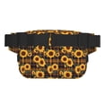 thumbnail image 3 of Picia Brown Blue Plaid Sunflower Print Square Double-Layer Waist Bag Mini Adjustable Waist Belt Bag Exercise Running Travel Hiking, 3 of 9