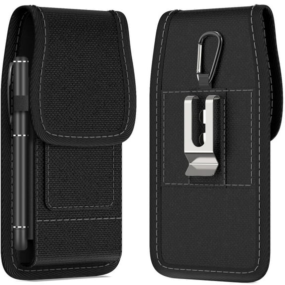 CoverON Holster for Nokia G310 G42 G400 G300 G200 G100 G10 C310/TCL 50 40 30 20 10 X XL SE/ HMD Fusion/ Orbic Joy 2 5G Cell Phone Case Belt Clip Vertical Nylon Pouch (with Case on)