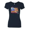 thumbnail image 2 of Wild Bobby, Colorful Neon Flag, Streetwear, Women Slim Fit Junior Tee, Navy, X-Large, 2 of 3