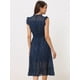 thumbnail image 3 of Vestido casual de gasa para mujer, sin mangas, cintura ahumada, dorado, estrellas metálicas, vestidos de fiesta Azul oscuro XS, 3 of 6