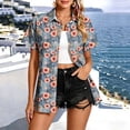 thumbnail image 3 of Juesizh Hawaiian Shirts for Women Plus Size Summer Tops Trendy Casual Button Down Casual Print T Shirts, S-5XL, 3 of 6