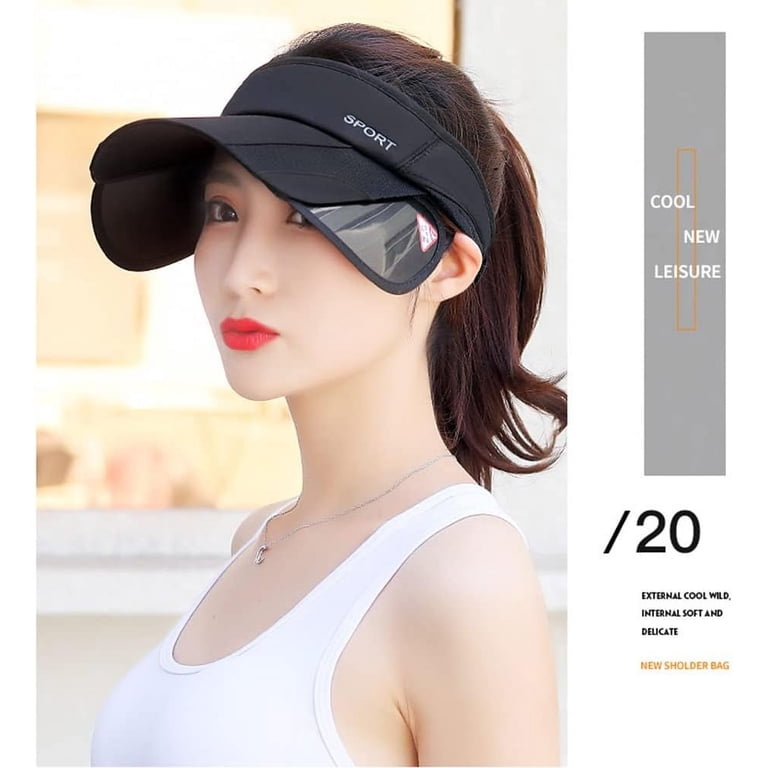Retractable Brim Sport Visor Hat with Ponytail Hole UPF 50+ Womens Sun Visor Hat Retractable Wide Brim UPF 50+ Men Sport  main image 2