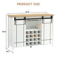 thumbnail image 3 of Wine Bar Cabinet with Sliding Barn Door 16 Bottle Wine Rack White, 3 of 5