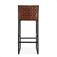 thumbnail image 4 of Bowery Hill Transitional Metal Urban Woven Leather Bar Stool in Brown, 4 of 7