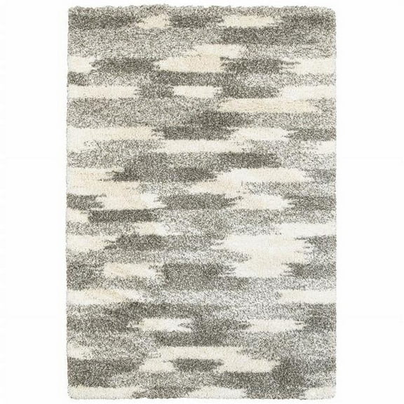 HomeRoots  5 x 8 ft. Gray & Ivory Geometric Pattern Area Rug - Gray Ivory - 5' x 8'