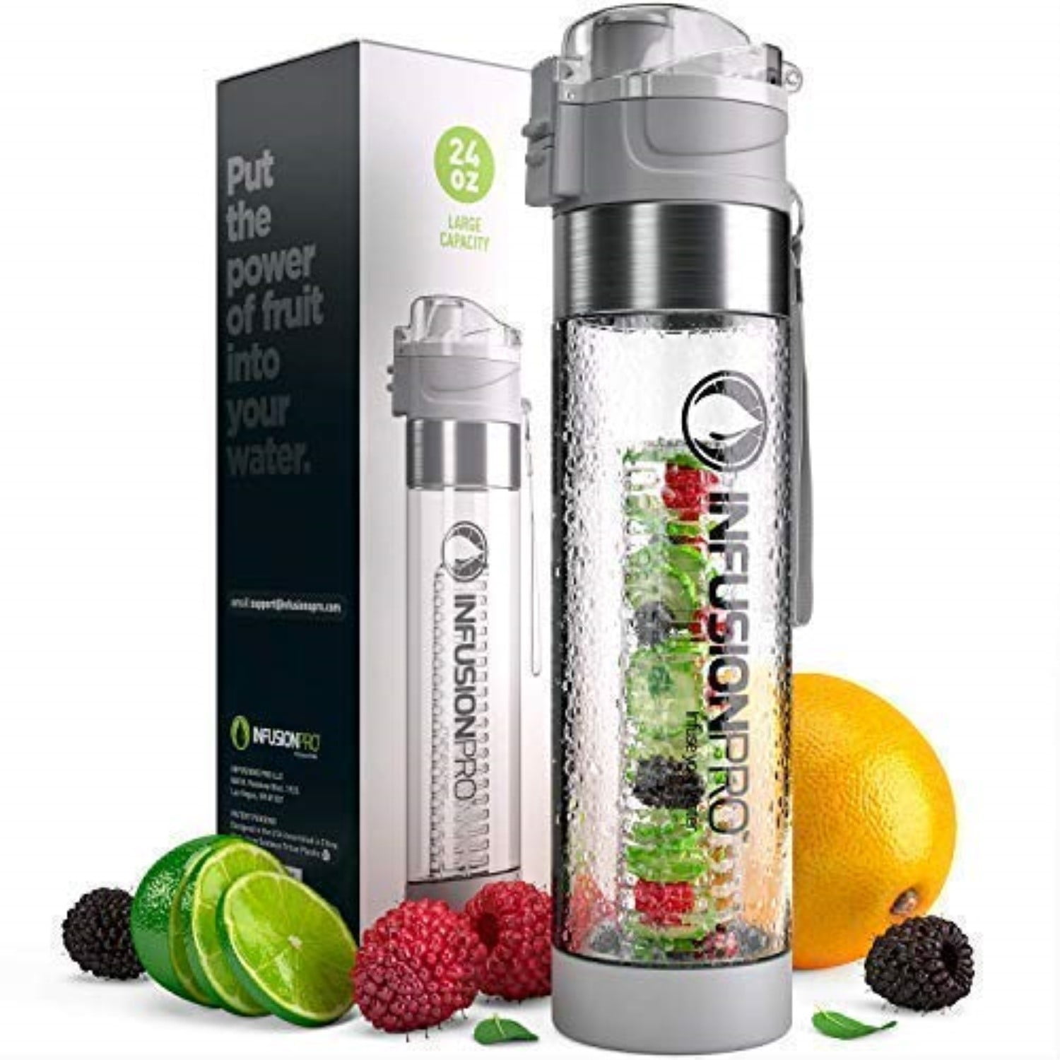 Infusion Pro 32 oz Fruit Water Bottle Infuser with Insulated Sleeve  Infusion 