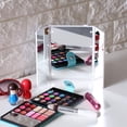 thumbnail image 2 of Makeup Mirror Tri-fold Vanity Mirror 8 LED Brightness Lights Large Lighted Makeup Vanity Dressing Table Mirror 180° Free Rotation 3 Colors(白色), 2 of 4