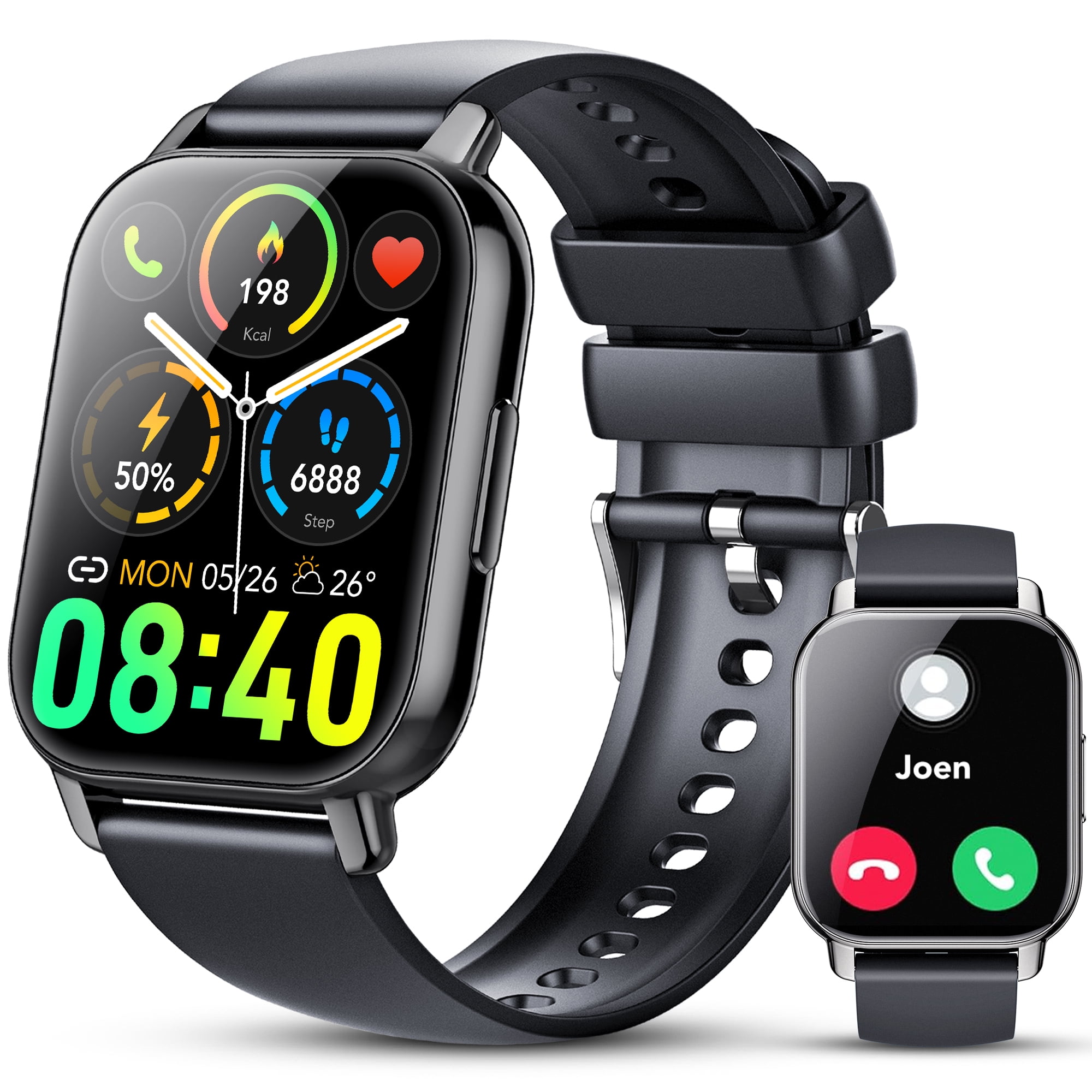 Smart Watch for Android and iPhone IP68 Waterproof Smartwatch for Women Men 100 Sports Modes 1.91 inch Fitness Tracker Smart Watch with Bluetooth Call Answer Make Calls for Gift Black Walmart