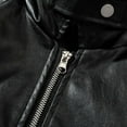 thumbnail image 5 of WREESH Fashion Jacket Men'S Dashion Motorcycle Solid Color Vintage Zipper Pocket Leather Long Sleeved Hooded Jacket Black, 5 of 8