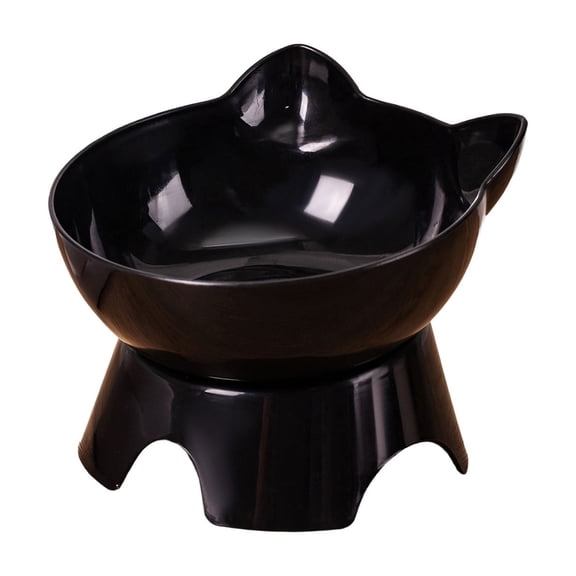 Eoozwa Elevated Pet Bowl with 15 Degree Slant, Neck Support Cat and Dog Food Dish, Non Slip Ceramic Base for Flat Faced Breeds, Food Safe Plastic, Easy Clean Design, 4.72x4.72 Inch