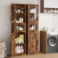 thumbnail image 3 of QinaQin Gabinete angosto para baño de 170 cm con puertas de vidrio y repisas ajustables, organizador independiente para cocina, baño o espacios pequeños, 3 of 7