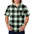 thumbnail image 2 of Domuza Mens Scrubs Top Plaid Stripe Graphics V Neck Short Sleeve Work Uniform Loose Fit Soft Comfy Medical Workwear with 3 Pockets Green 4XL, 2 of 5