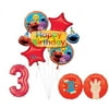 Sesame Street Elmo and Friends 3rd Birthday Supplies Decorations 7 Piece Balloon Set.