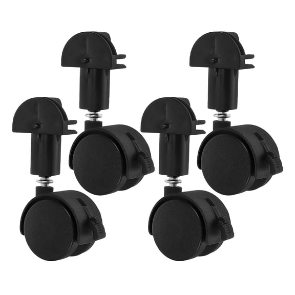 RENACLIPY 4-Pack Black Plastic Cabinet Caster Wheels Smooth Rolling Replacement for Furniture, Cabinets, and Drawer Mobility
