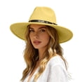 thumbnail image 2 of Timeless Fedora Hat For Everyday Leisure – Wide Brim Jazz Style With Ethnic Design Flat Unisex Fashion Headwear Cowboy Hat, Yellow, 2 of 5