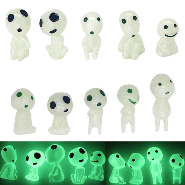 Muyoka Estatua de jard铆n, estatua de gnomo de jard铆n, 10 piezas de princesa Mononoke Tree Spirit, decoraci贸n luminosa para el c茅sped al aire libre, decoraci贸n en maceta para patio, balc贸n, patio, ado