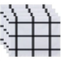Simply Daisy 18" x 14" Windowpane Plaid Geometric Print Placemats, Set of 4