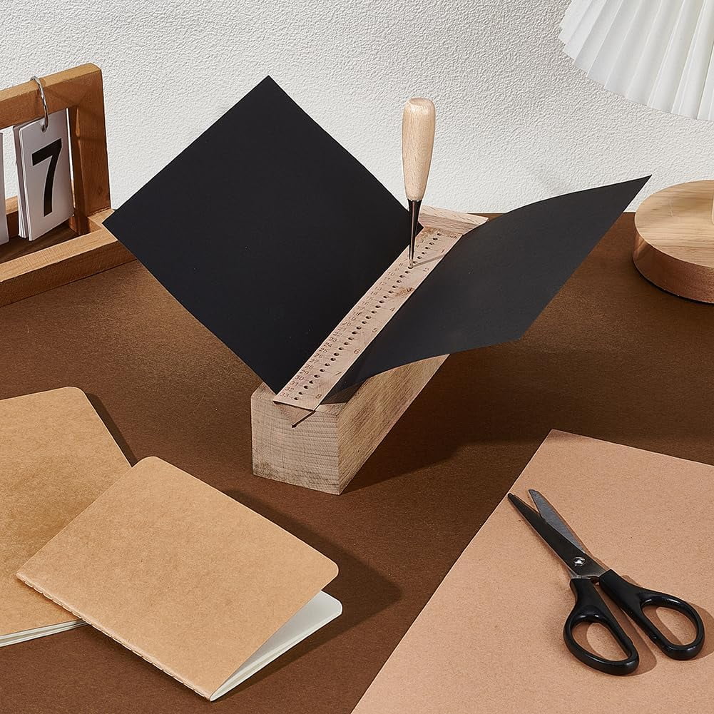Signature Punching Tool for Bookbinding Bookbinding Punching Cradle with Wooden Piercing Guide Book Binding Tools Set for DIY Crafts Multi-color