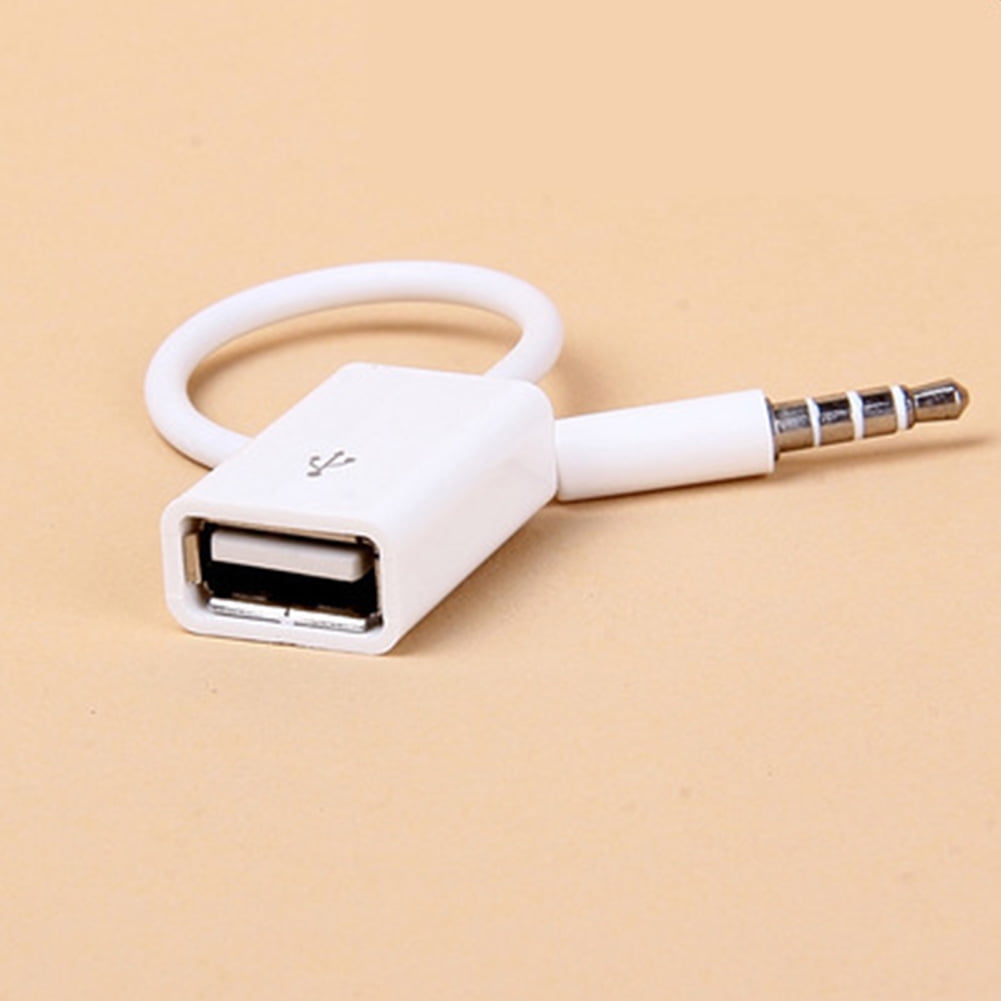 Car MP3 AUX 3.5mm Male Audio Plug to Female USB 2.0 Converter Cable 