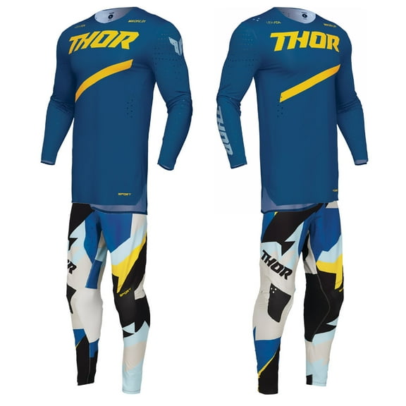 Thor 2025 Adult Mens SPORTMODE Brave Offroad Motocross Jersey Pant Combo (Blue, Small / 28)