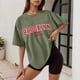 thumbnail image 2 of Camiseta holgada de manga corta y cuello redondo con estampado informal para mujer, 2 of 4