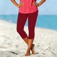 thumbnail image 5 of Wovilon Women's High Waist Capri Leggings with Curved Hem, Solid Color Stretch Cropped Pants, Slim Fit Workout Bottoms for Summer and Daily Wear, 5 of 6