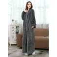 thumbnail image 3 of Robes for Women, LOFIR Long Womens Robes, Cozy Soft Fluffy Fleece Front Zipper Robe, Warm Plush Winter Bathrobe with Side Pockets, Gray, M, 3 of 8
