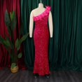 thumbnail image 6 of Elegant Sequin Dresses for Wedding Guest One Shoulder Maxi Gowns Dress for Women, 6 of 8